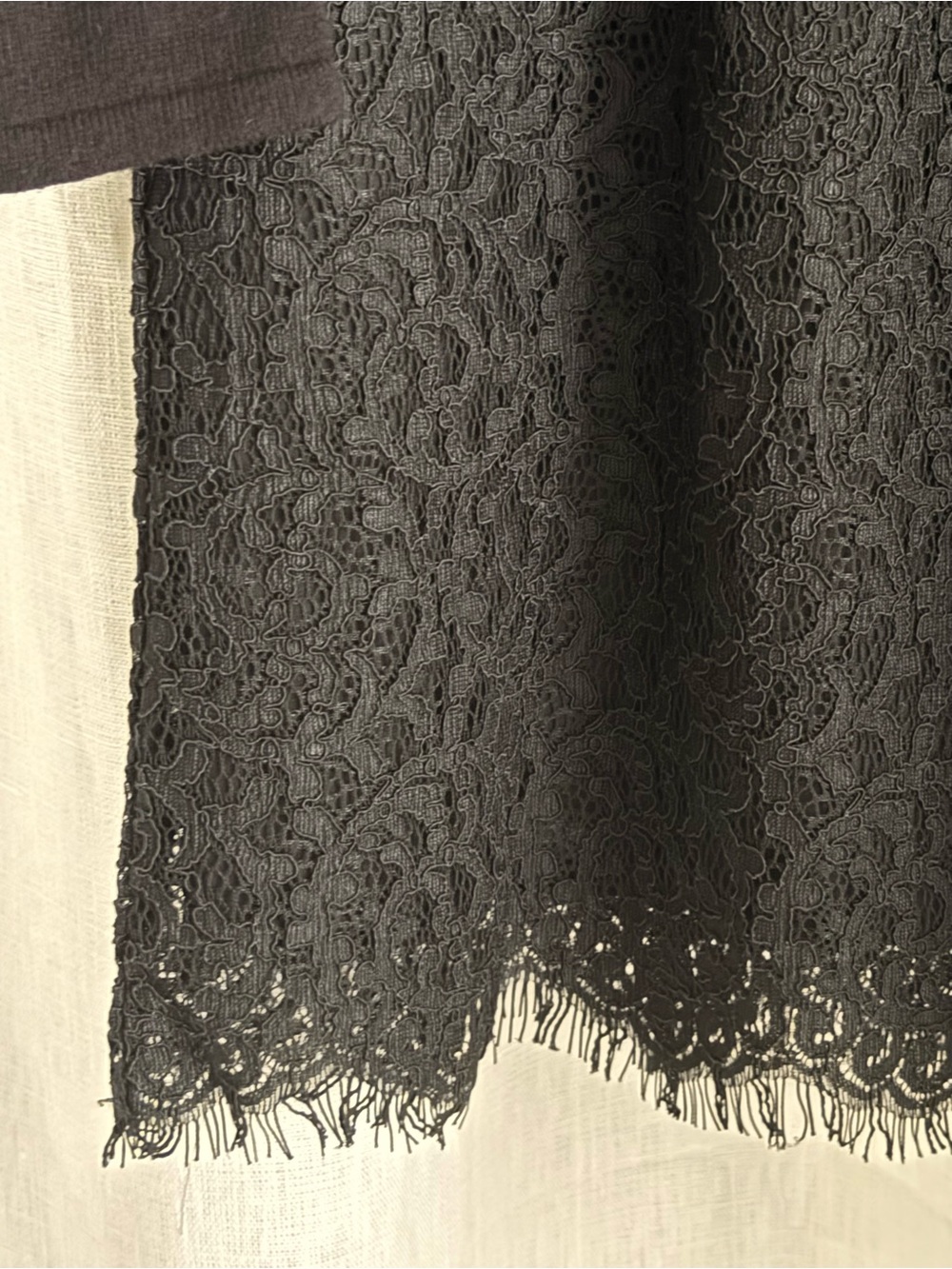 NWT LOFT Tunic Sweater Womens Large Black Lace Hem 3/4 Sleeve Cotton Knit Trim - Picture 8 of 12